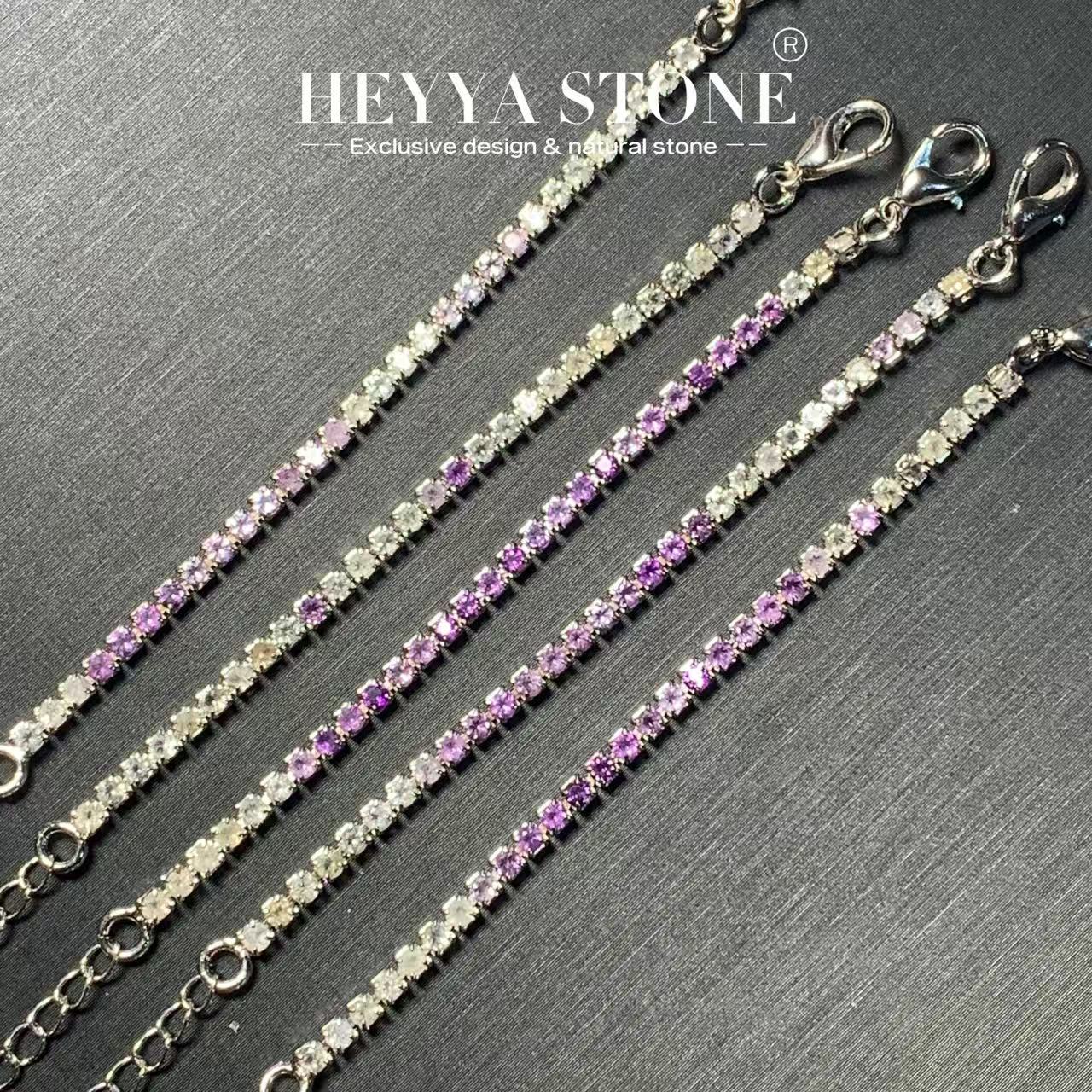 Gemstone Bracelet Healing - HEYYA STEIN Natürliches Amethyst Citrin Tennisarmband