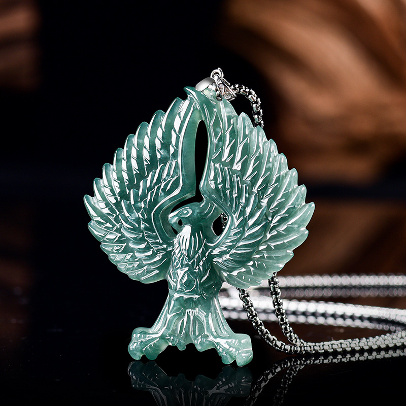 Jewelry & Watches Vitopoulos Reviews - S925 Silber Natürlicher Smaragd Jade Blauwasser-Freiheitsadler