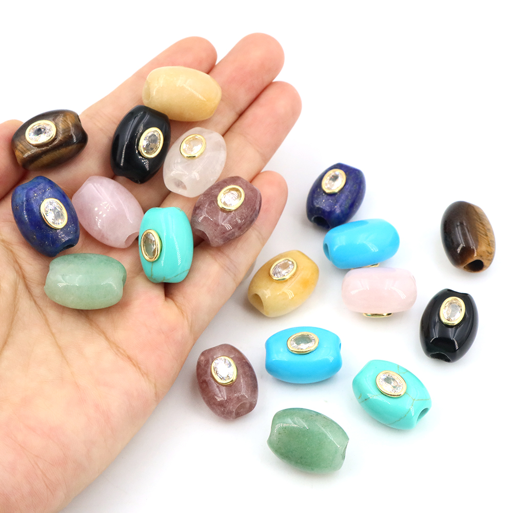 Gemstone Bracelet Healing - Naturstein-Perle mit großem Loch, flache Eimerperle