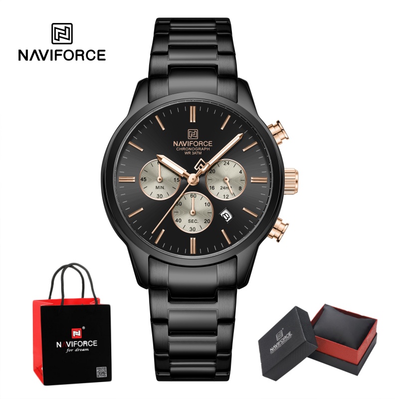 Watch Display Box - NAVIFORCE Herren Quarz-Chronograph Uhr Wasserdicht Datumsanzeige