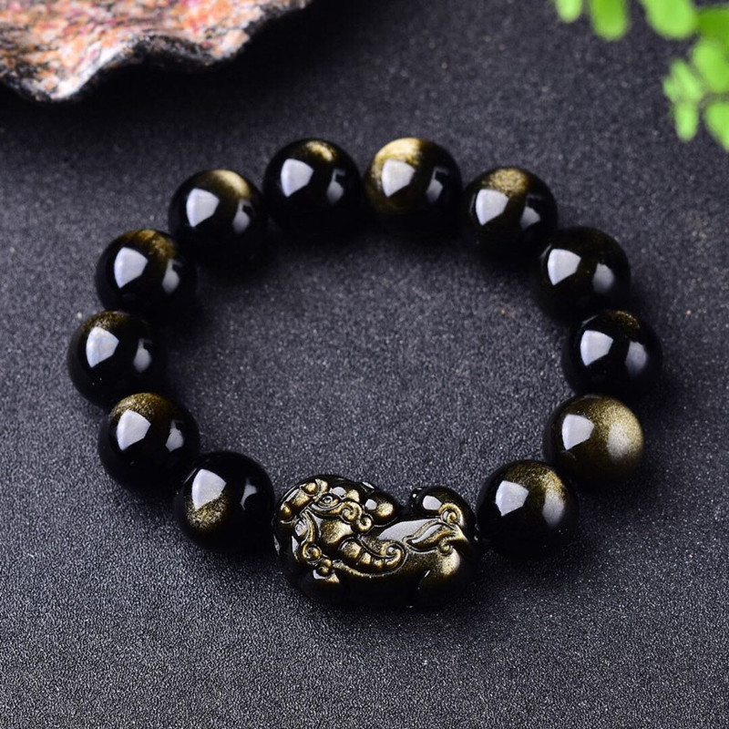 Gemstone Bracelet Healing - Natürliches Gold Obsidian Armband Männer Frauen