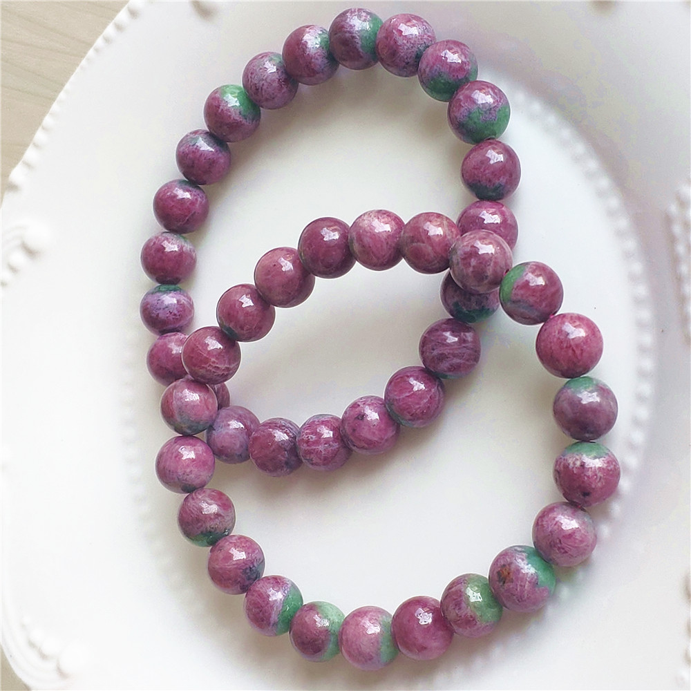 Gemstone Bracelet Healing - Natürliches Rotes Rubin-Edelstein-Armband Sternförmige Runde Perlen
