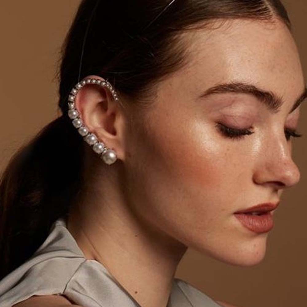 Pearl Stud Earrings - Stone fans Perle Ohr clips ohne