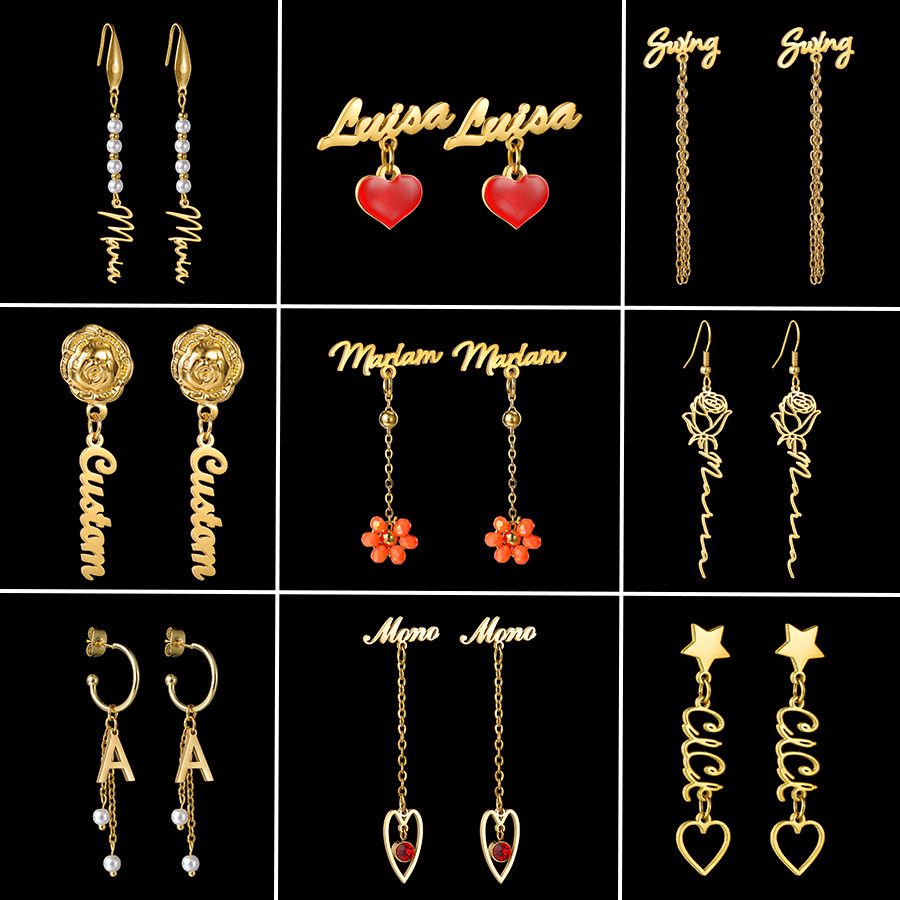 Pearl Stud Earrings - Auxauxme Ohrringe mit individuellem Namen, Edelstahl,