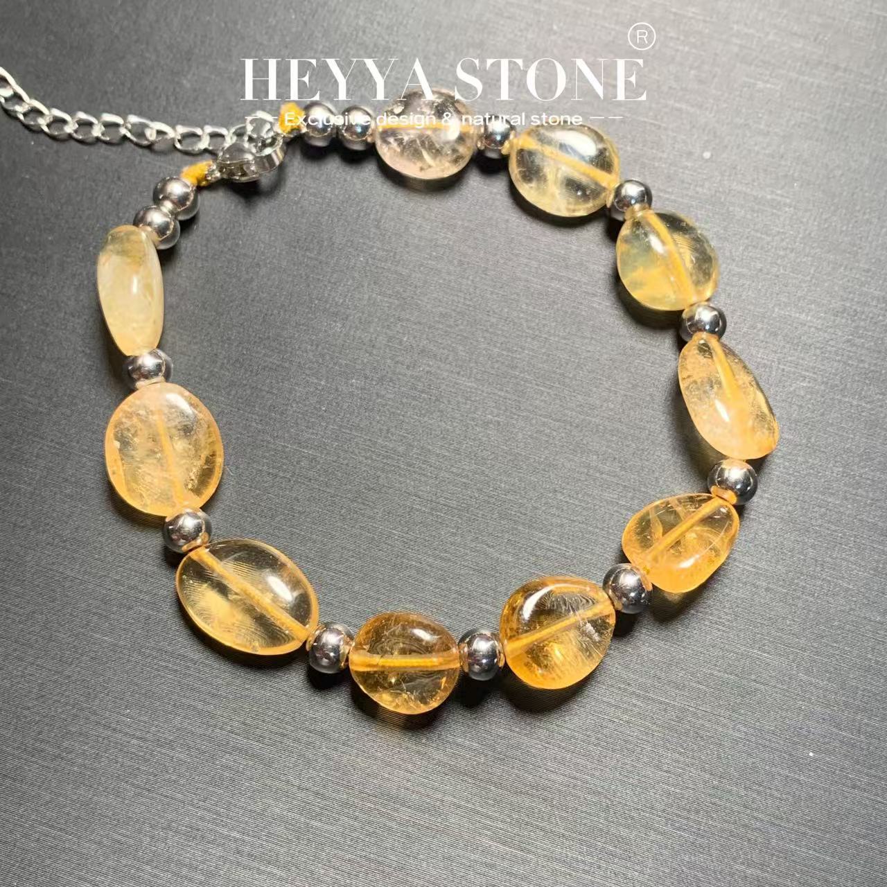 Gemstone Bracelet Healing - HEYYA STEIN Natürliches Citrin-Armband, Energieheilung, feiner