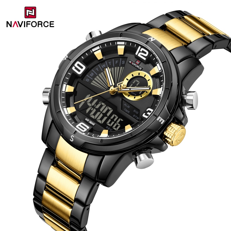 Watch Display Box - NAVIFORCE Herren-Armbanduhr mit zwei Displays, 3ATM