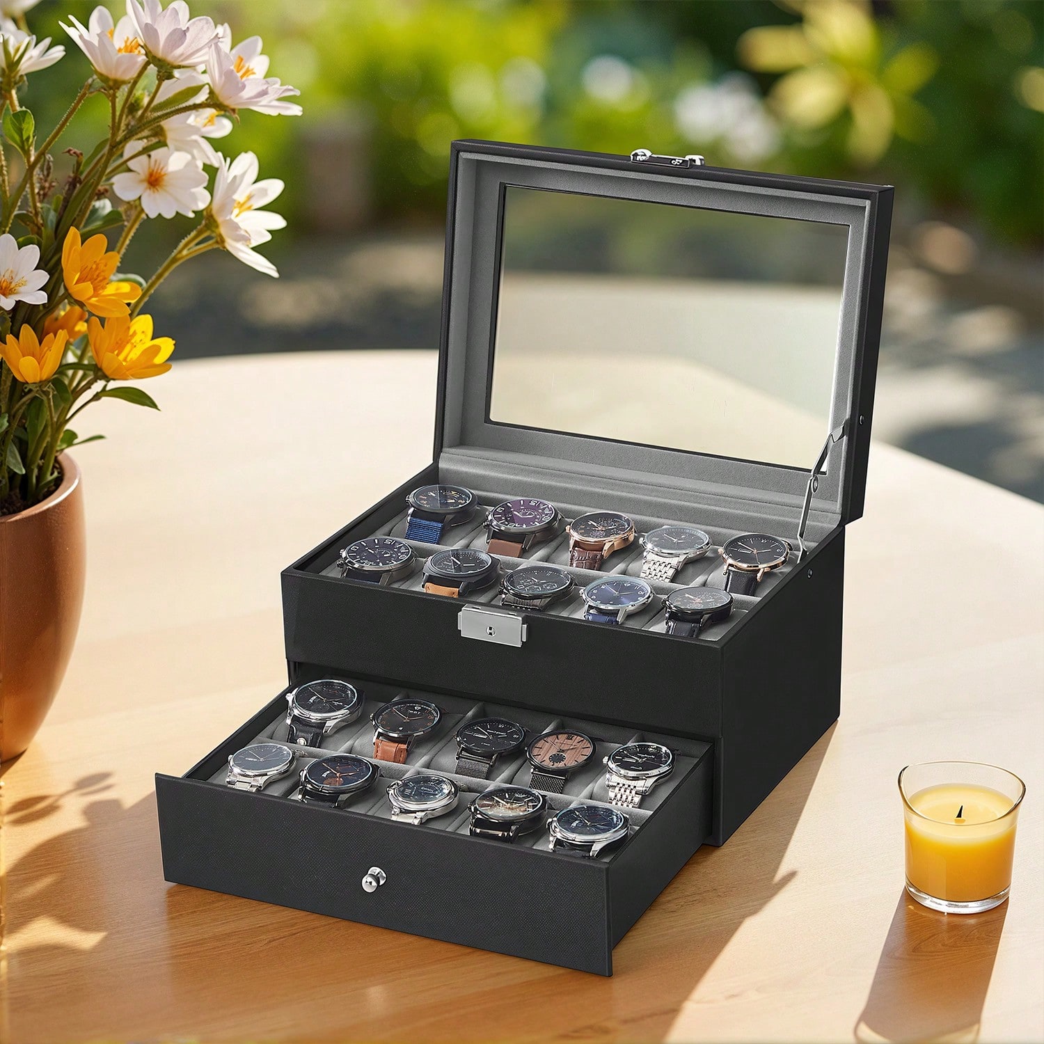 20-Fächer Uhrenbox mit Glasdec – Watch Display Box Bewertung und Preis