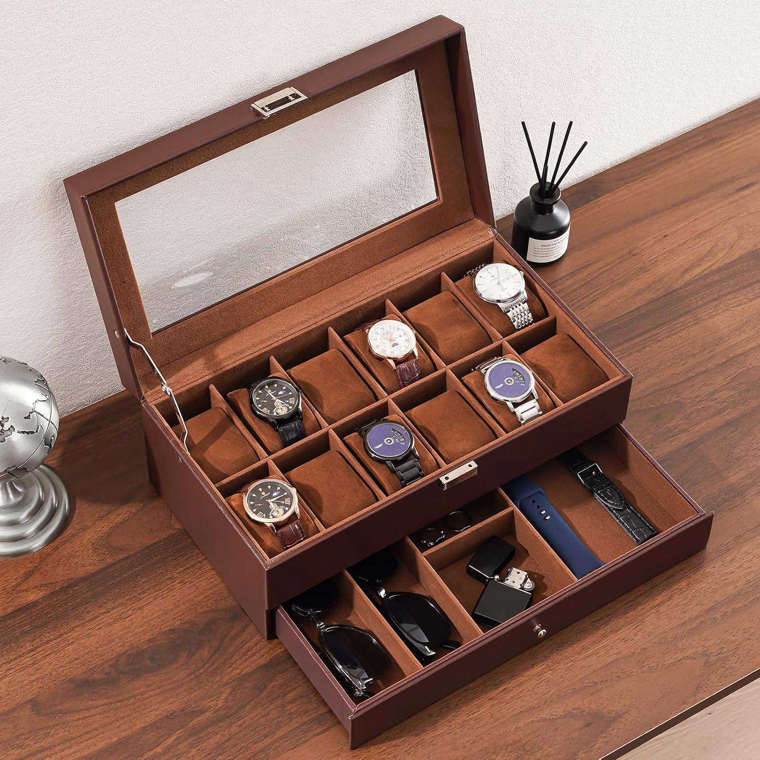 Uhrenbox mit 12 Fächern und Sc – Watch Display Box Bewertung und Preis