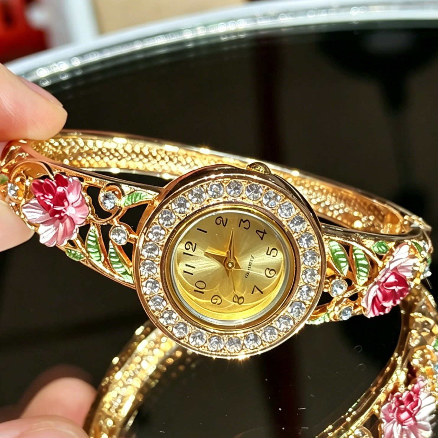 Vintage Gold-Emaille-Blumen-Ar – Jewelry Watches Vintage Bewertung und Preis