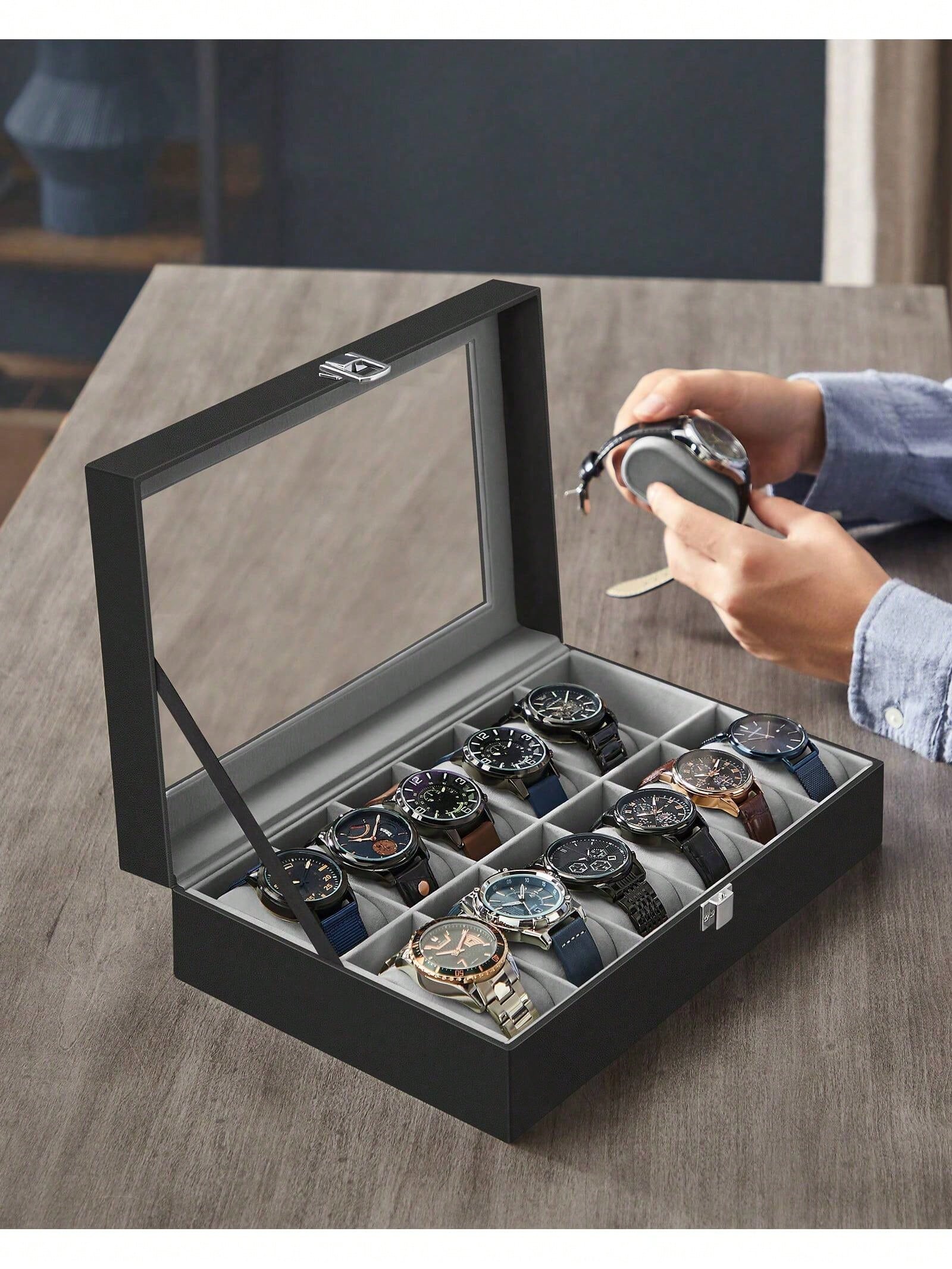 Abschließbare Uhrenbox mit 12  – Watch Display Box Bewertung und Preis