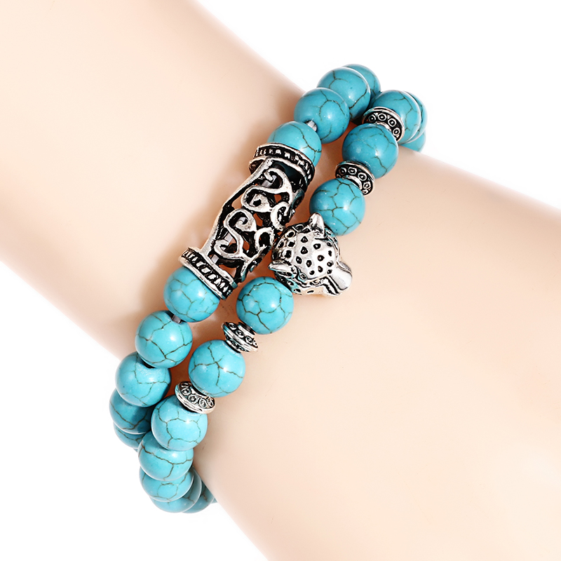 Premium 2 Teile/satz Leopard P – Gemstone Bracelet Healing Bewertung und Preis