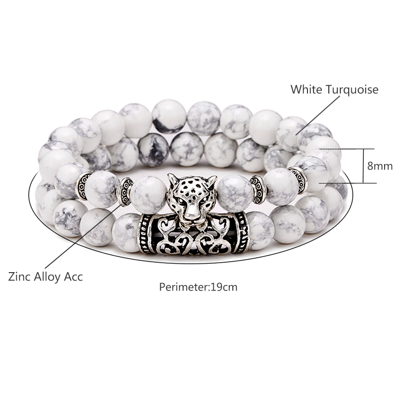 Premium 2 Teile/satz Leopard P – Gemstone Bracelet Healing Bewertung und Preis