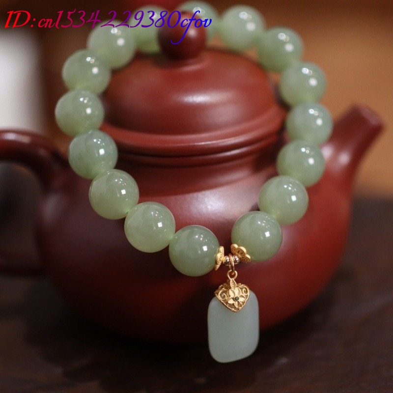 Natürliches Hotan-Jade-Perlen- – Gemstone Bracelet Healing Bewertung und Preis