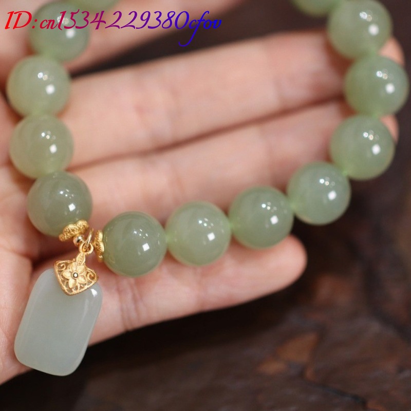 Natürliches Hotan-Jade-Perlen- – Gemstone Bracelet Healing Bewertung und Preis