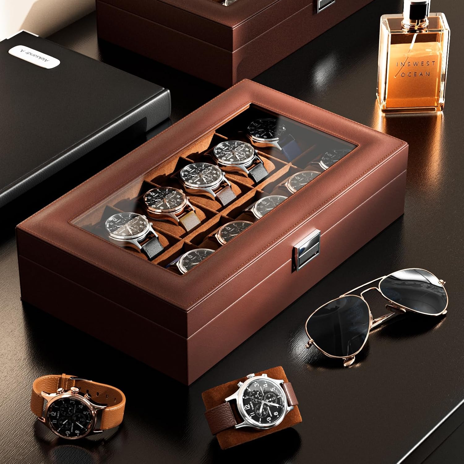 12-Fach Uhrenbox mit Glasdecke – Watch Display Box Bewertung und Preis